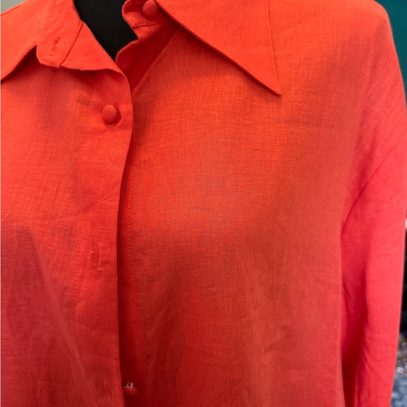 ROLLA'S Red Button Down Linen Shirt - Picture 2 of 5